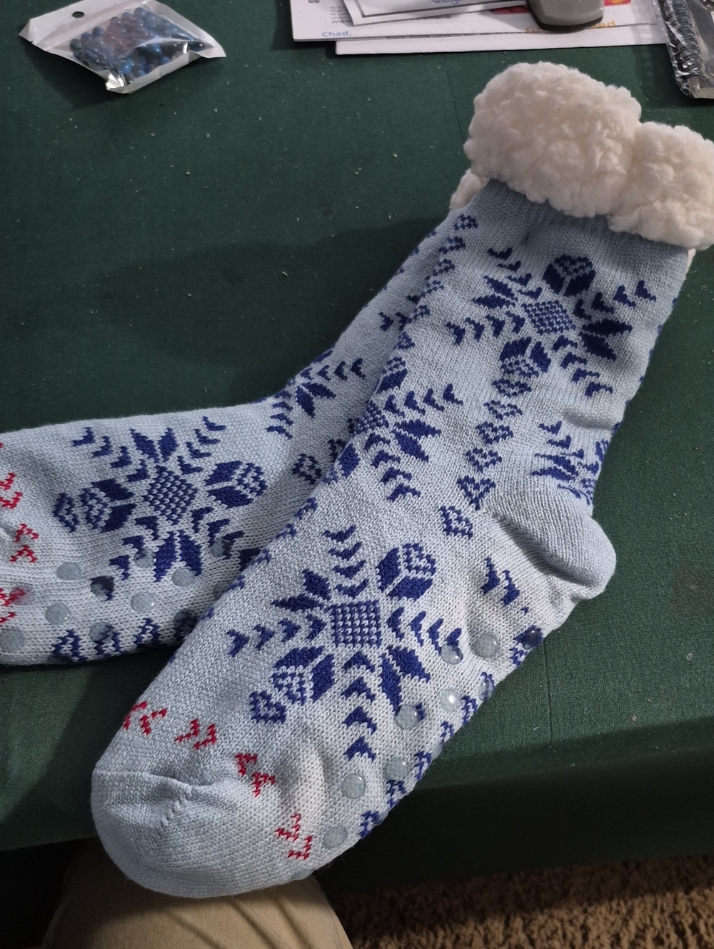 Source Unknown Light Blue Sherpa Cuffed Snowflake Holiday Socks